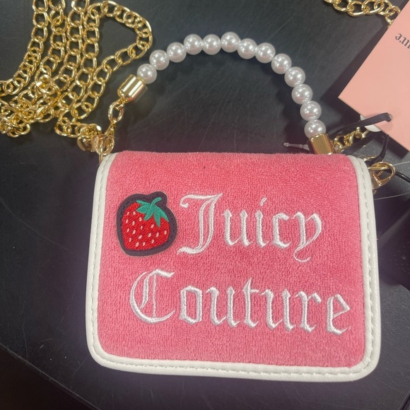JUICY COUTURE MINI BAG W PEARL HANDLE AND GOLD CHAIN. New - Picture 5 of 5